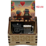 Disney-Pixar "Up" Hand-Crank Wooden Music Box - Married Life Theme Melody - Laser-Engraved Carl & Ellie Keepsake - Heartwarming Anniversary & Adventure Gift