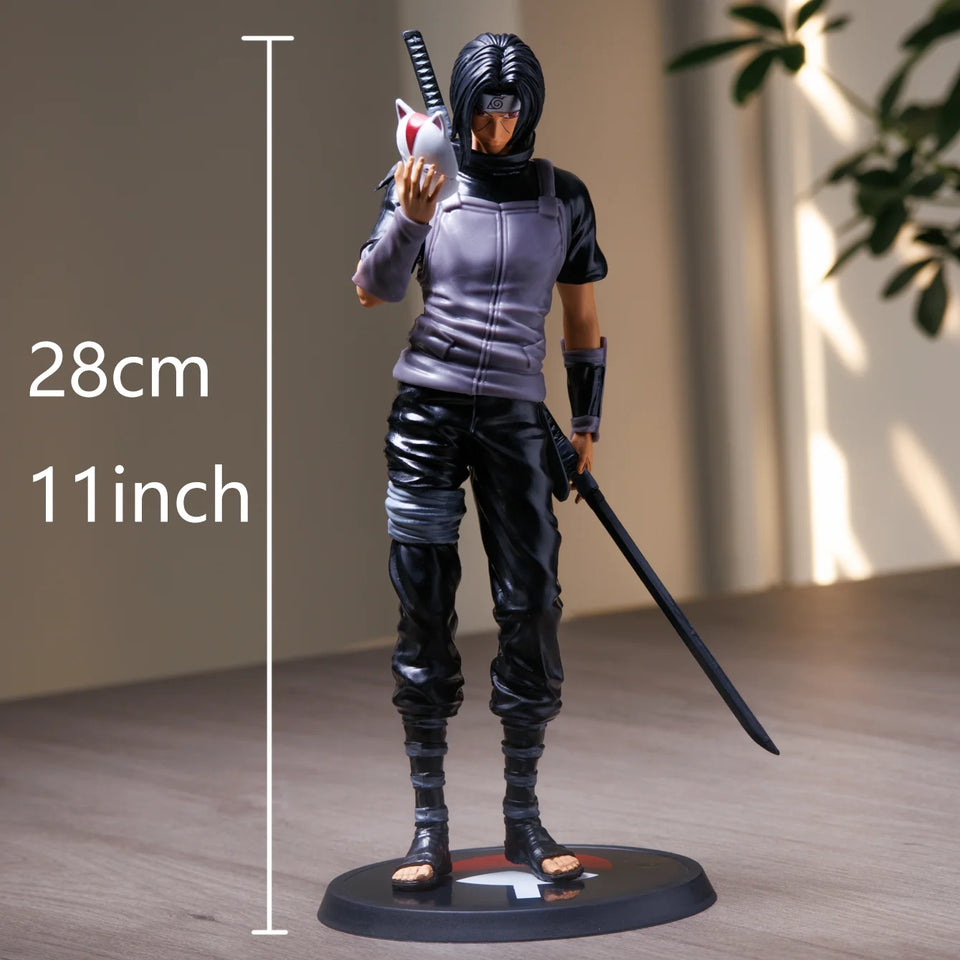 Naruto Itachi Uchiha ANBU Action Figure - Tactical Black Ops Statue with Sword & ANBU Mask - Collectible Anime Desk Figure - 28CM
