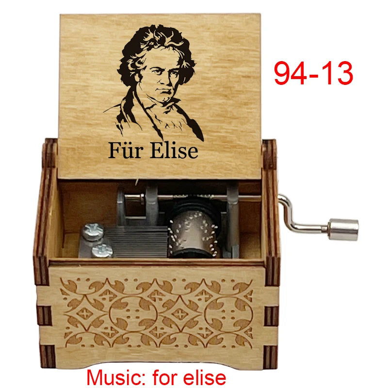 Für Elise Hand-Crank Wooden Music Box - Laser-Engraved Beethoven Classical Theme Replica - Elegant Ballerina Souvenir & Vintage Musical Keepsake Gift