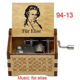 Für Elise Hand-Crank Wooden Music Box - Laser-Engraved Beethoven Classical Theme Replica - Elegant Ballerina Souvenir & Vintage Musical Keepsake Gift