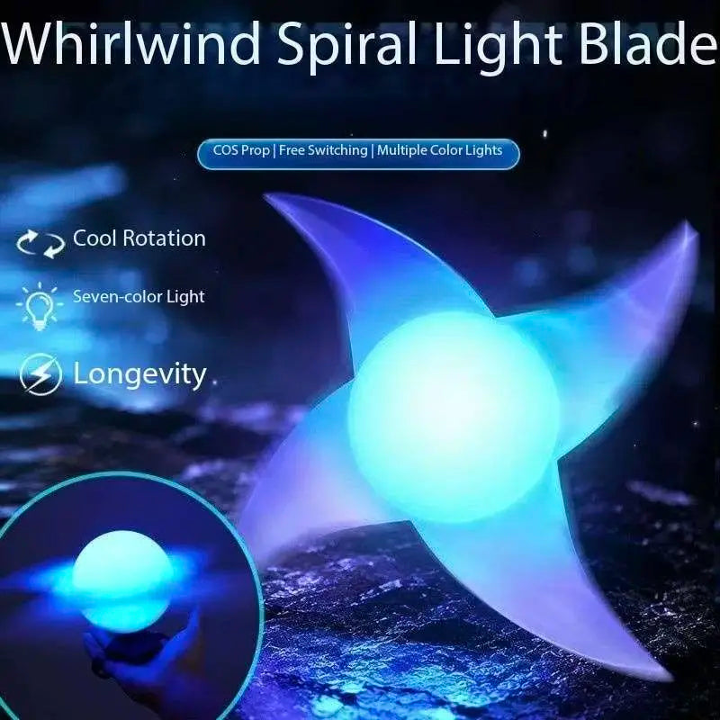 Rotating LED Rasenshuriken Cosplay Prop - Whirlwind Spiral Light Blade Hand Toy - Glowing Anime Energy Orb Floating Illusion Effect for Cosplay, Halloween & Night Shoots