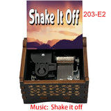 "Shake It Off" Hand-Crank Wooden Music Box - Taylor Swift Inspired Fan Souvenir - Laser-Engraved Pop Icon Silhouette & Lyric - Unique Musical Keepsake Gift