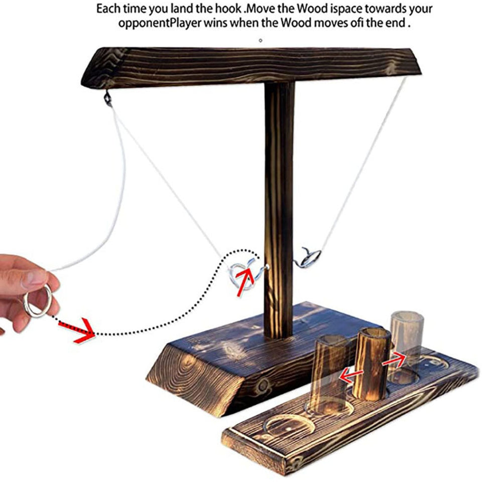 Wooden Fast-paced Ring Toss Hooks