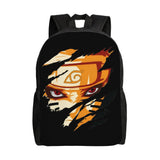 Naruto Eight Trigrams Sealing Emblem Backpack - Minimalist Nine-Tails Seal Symbol Canvas Bookbag - Black Anime Laptop Daypack for Students, Travel & Cosplay
