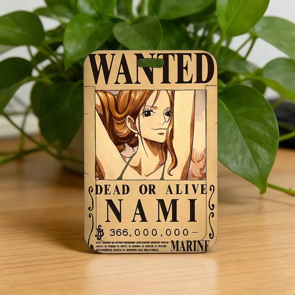 Anime Pirate Wanted Poster Luggage Tag - Vintage Monkey D Luffy Gear 5 Bounty Card - Retro Vinsmoke Sanji & Nico Robin Travel ID Bag Tag - Nostalgic Manga Fan Gift for Backpack, Suitcase & Keychain