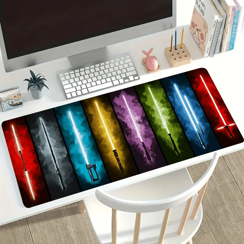 Star Wars Lightsaber LED Desk Mat - Gaming Mouse Pad with Jedi & Sith Weaponry Art - Extended Large Desktop Protector for Office & Game Room - Ahsoka, Kylo Ren & Vader Editions