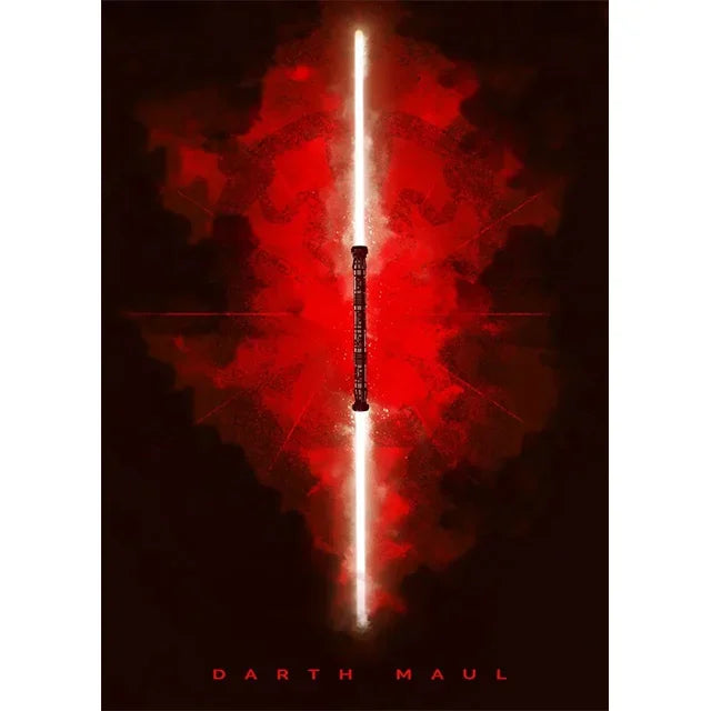 Star Wars Lightsaber Canvas Wall Art - Iconic Jedi & Sith Weaponry Prints - Minimalist Sci-Fi Movie Decor for Home, Office, or Game Room - Kylo Ren, Ahsoka Tano & Obi-Wan Editions