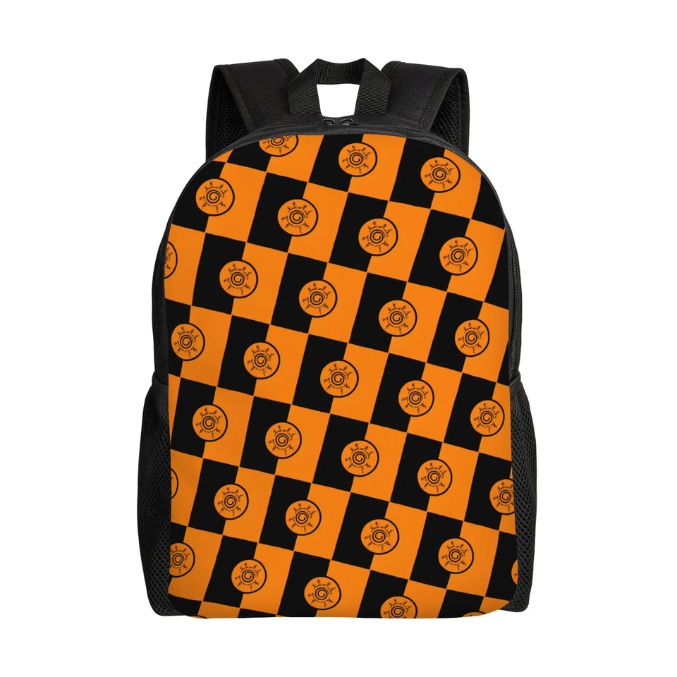 Naruto Eight Trigrams Sealing Emblem Backpack - Minimalist Nine-Tails Seal Symbol Canvas Bookbag - Black Anime Laptop Daypack for Students, Travel & Cosplay