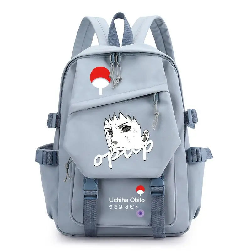 Anime Tactical Buckle Canvas Backpack - Leaf Village & Anbu Mask Graphic School Bookbag with Laptop Sleeve - Aesthetic Multi-Pocket Travel Rucksack for Students & Anime Fans