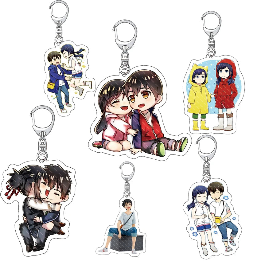 Weathering With You Chibi Acrylic Keychain Collection - Hodaka & Hina Cute Anime Couple Charm Set - Clear Double-Sided Pendant Keyring for Bags, Ita Bags & Anime Fans
