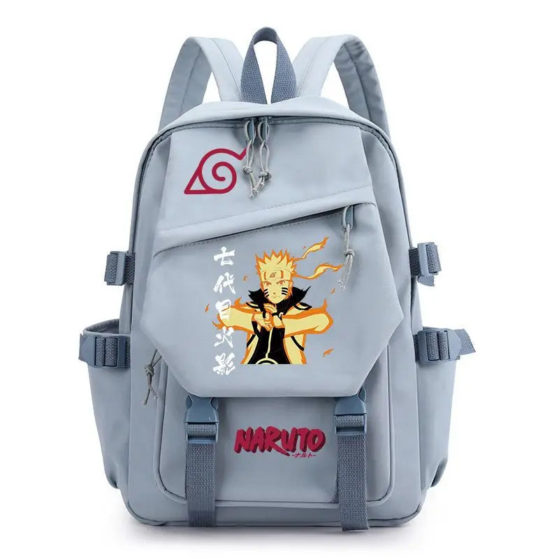 Anime Tactical Buckle Canvas Backpack - Leaf Village & Anbu Mask Graphic School Bookbag with Laptop Sleeve - Aesthetic Multi-Pocket Travel Rucksack for Students & Anime Fans
