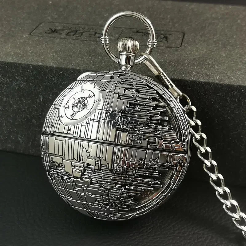 Star Wars Death Star Musical Pocket Watch – 2-in-1 Quartz Timepiece & Wind-Up Music Box