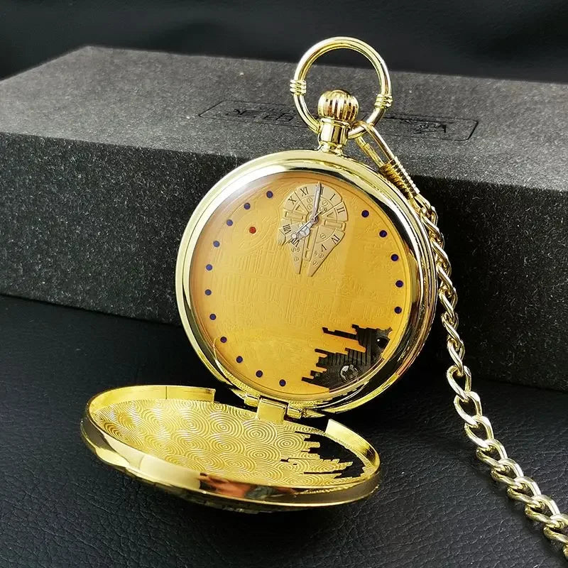 Star Wars Death Star Musical Pocket Watch – 2-in-1 Quartz Timepiece & Wind-Up Music Box