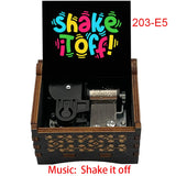 "Shake It Off" Hand-Crank Wooden Music Box - Taylor Swift Inspired Fan Souvenir - Laser-Engraved Pop Icon Silhouette & Lyric - Unique Musical Keepsake Gift
