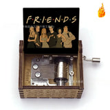 Friends TV Show Hand-Crank Wooden Music Box - "I'll Be There For You" Theme Song - Laser-Engraved Cast Silhouette & Iconic Umbrella Art - Nostalgic TV Series Collectible & Best Friend Gift