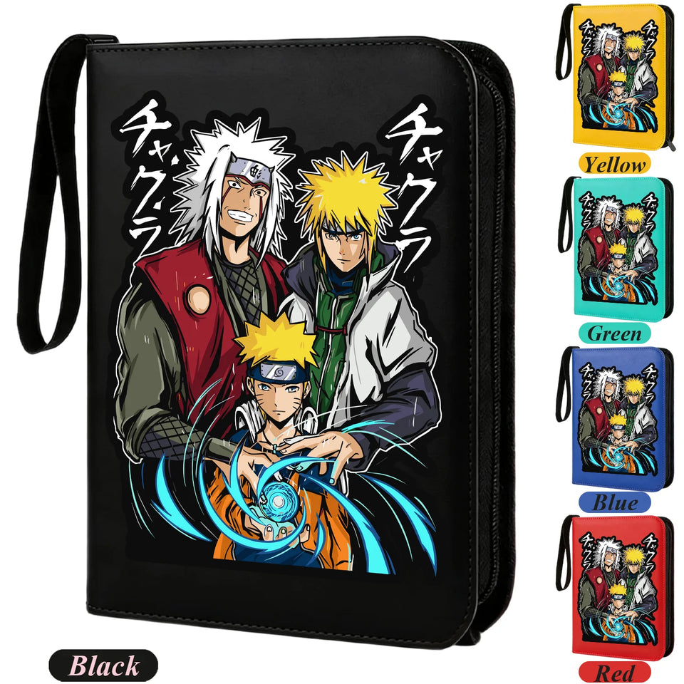 Anime Rogue Ninja Zippered Trading Card Binder - 9-Pocket PU Leather TCG Collector Folder Album with Wrist Strap & Red Cloud Graphic - Portable Storage Case for Pokemon, MTG, Yu-Gi-Oh & Sports Cards