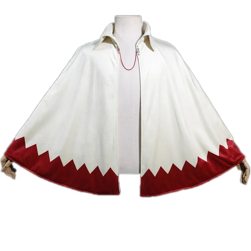 Anime Seventh Generation Hokage Cosplay Cloak - Premium White Seventh Fire Shadow Robe Cape - Retro Hidden Leaf Village Leader Outfit - High-Quality Halloween Costume & Comic-Con Apparel for Adults