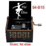 Für Elise Hand-Crank Wooden Music Box - Laser-Engraved Beethoven Classical Theme Replica - Elegant Ballerina Souvenir & Vintage Musical Keepsake Gift