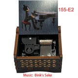 Anime Pirate Brook Wooden Music Box - Bink's Sake Engraved Hand-Crank Musical Toy - Retro Soul King Laser Etched Musicbox - Collectible Nostalgic Fan Gift for Birthday & Room Display