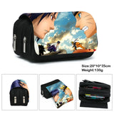 Anime Ninja Large Capacity Pencil Case - Double Zipper Canvas Pen Pouch Bag with Akatsuki Cloud & Shinobi Print - Back to School Stationeries Organizer & Cosmetic Travel Pouch for Students & Anime Fans