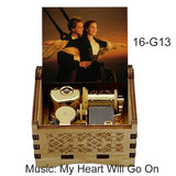 Titanic "My Heart Will Go On" Hand-Crank Wooden Music Box - Laser-Engraved Jack & Rose Movie Scene - Romantic Anniversary & Valentine's Day Gift - Vintage Musical Keepsake for Movie Lovers