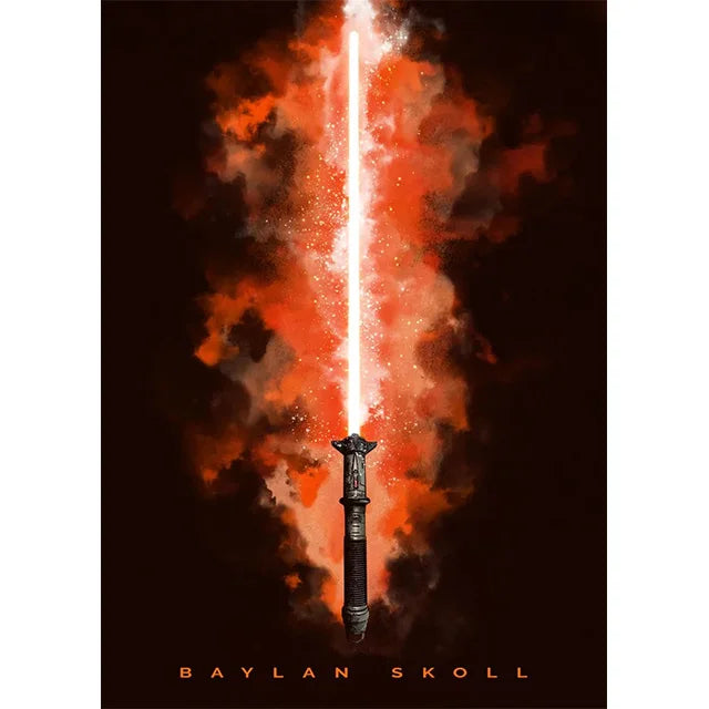 Star Wars Lightsaber Canvas Wall Art - Iconic Jedi & Sith Weaponry Prints - Minimalist Sci-Fi Movie Decor for Home, Office, or Game Room - Kylo Ren, Ahsoka Tano & Obi-Wan Editions