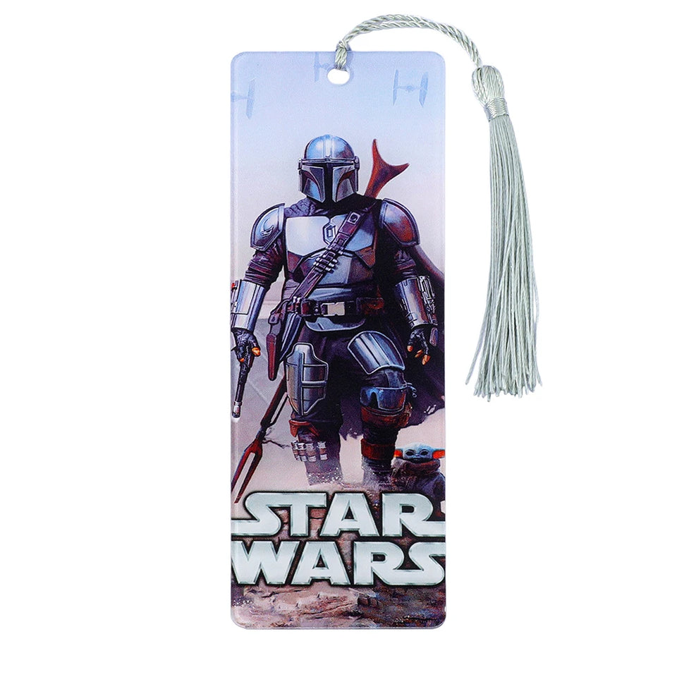 Star Wars Collectible Bookmark Set with Silk Tassels - Premium Mandalorian, Darth Vader & Luke Skywalker Graphic Book Page Markers - Durable Sci-Fi Reading Accessories - Cool Gift for Bookworms & Fans