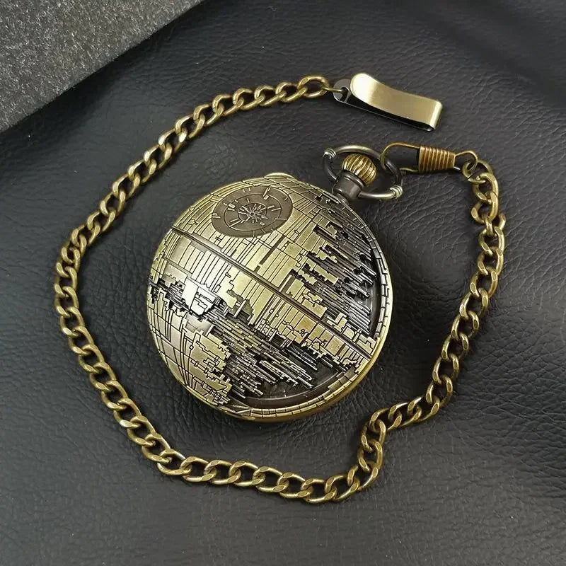 Star Wars Death Star Musical Pocket Watch – 2-in-1 Quartz Timepiece & Wind-Up Music Box