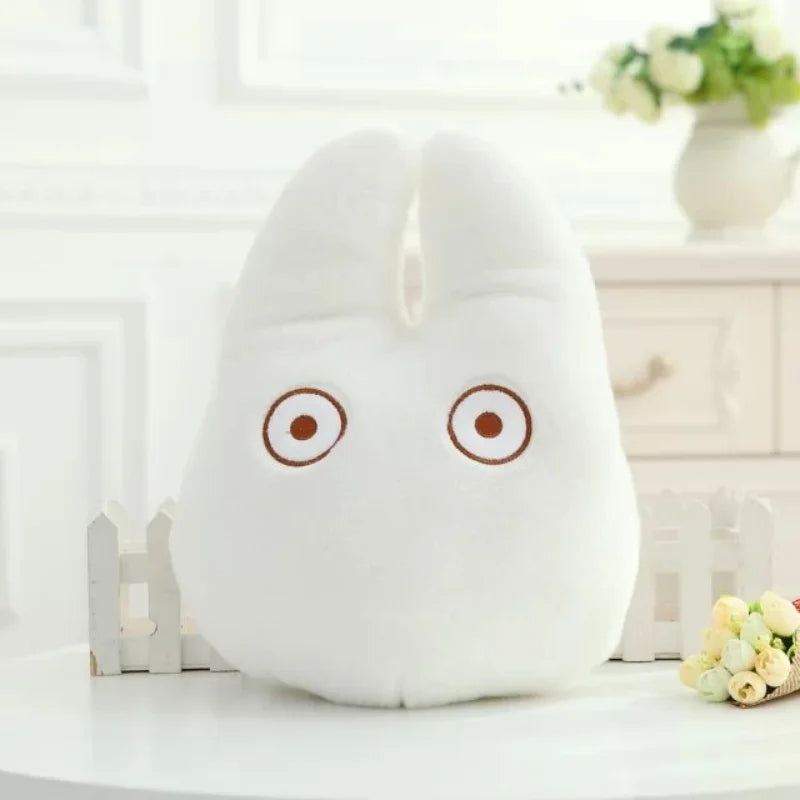 Cute Anime Forest Spirit Plush Cushion - Kawaii Magical Grey & Blue Spirit Pillow - Retro Black Cat Stuffed Animal Doll - Nostalgic Manga Fan Gift for Bed, Couch & Gaming Room Decor