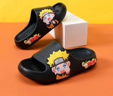 Anime Ninja Character Slide Sandals - Cute Cartoon Yellow Chibi Open Toe Slippers - Waterproof Non-Slip EVA Cloud Slides for Men, Women & Kids - Comfortable Indoor Outdoor Beach Footwear Gift