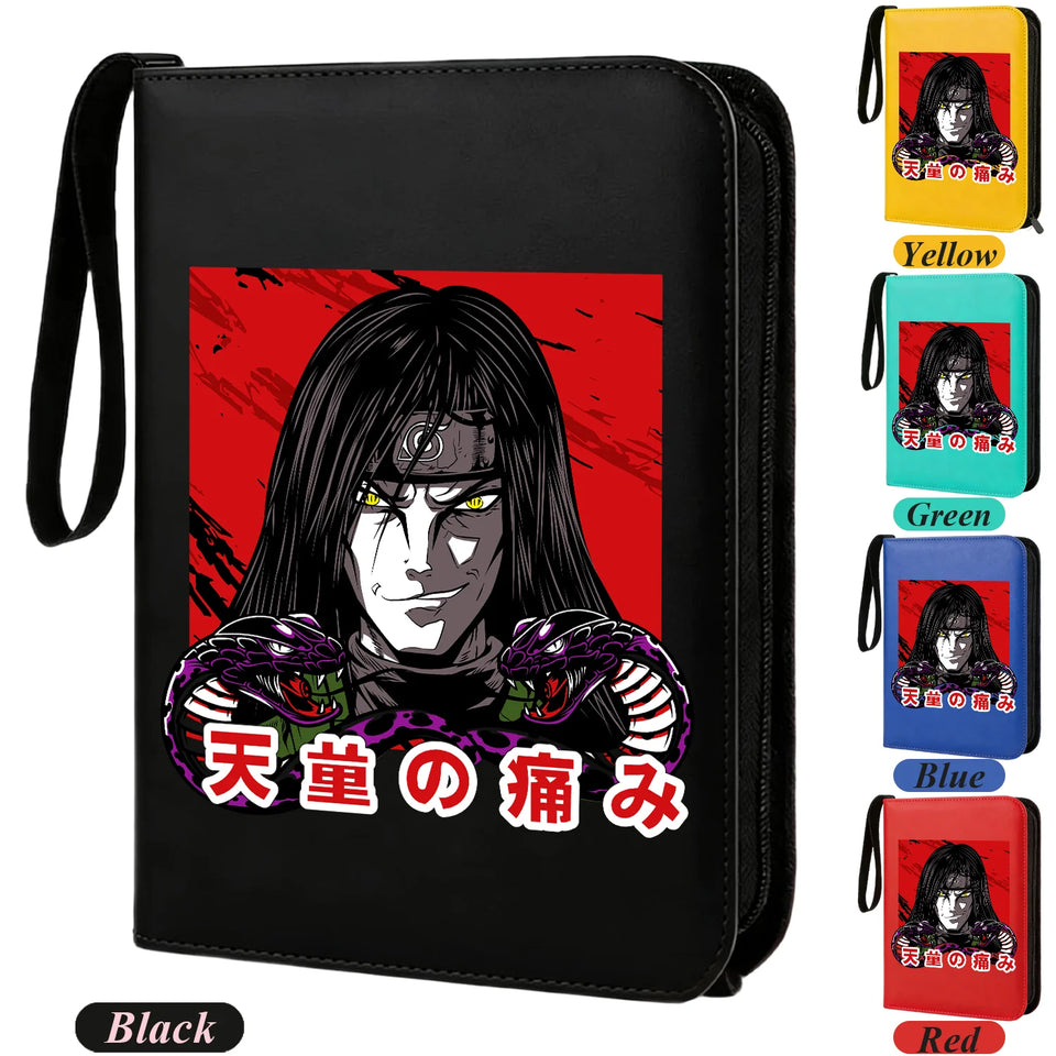 Anime Rogue Ninja Zippered Trading Card Binder - 9-Pocket PU Leather TCG Collector Folder Album with Wrist Strap & Red Cloud Graphic - Portable Storage Case for Pokemon, MTG, Yu-Gi-Oh & Sports Cards