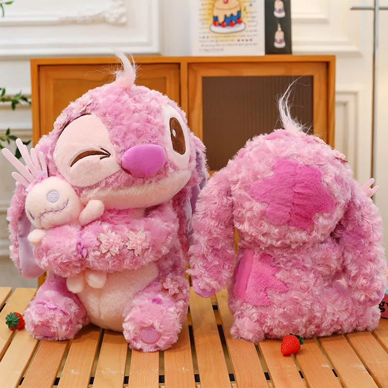 Classic Pink Alien Sakura Plush Toy - Cute Winking Angel Rose Curl Plushie Cushion - Kawaii Soft Fluffy Cherry Blossom Stuffed Animal Doll - Collectible Nostalgic Fan Gift for Kids Room, Bed & Desk Display - (35CM-70CM)