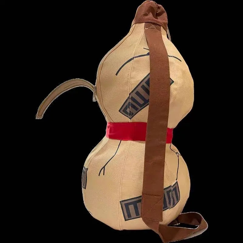 Anime Sand Gourd Cosplay Backpack - Replica Canvas Sand Gourd Shoulder Bag with Sealing Marks & Red Sash - Anime Cosplay Prop Daypack for Conventions, Halloween & Shinobi Fans
