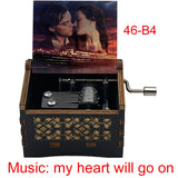 Titanic "My Heart Will Go On" Hand-Crank Wooden Music Box - Laser-Engraved Jack & Rose Movie Scene - Romantic Anniversary & Valentine's Day Gift - Vintage Musical Keepsake for Movie Lovers