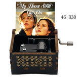 Titanic "My Heart Will Go On" Hand-Crank Wooden Music Box - Laser-Engraved Jack & Rose Movie Scene - Romantic Anniversary & Valentine's Day Gift - Vintage Musical Keepsake for Movie Lovers