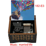 Disney-Pixar "Up" Hand-Crank Wooden Music Box - Married Life Theme Melody - Laser-Engraved Carl & Ellie Keepsake - Heartwarming Anniversary & Adventure Gift