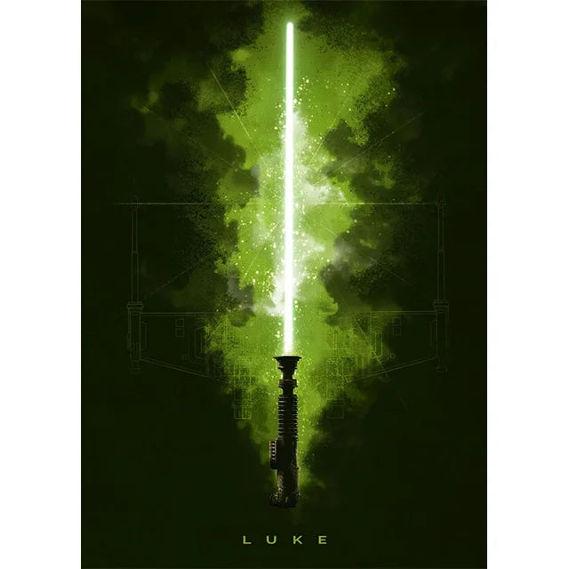 Star Wars Lightsaber Canvas Wall Art - Iconic Jedi & Sith Weaponry Prints - Minimalist Sci-Fi Movie Decor for Home, Office, or Game Room - Kylo Ren, Ahsoka Tano & Obi-Wan Editions