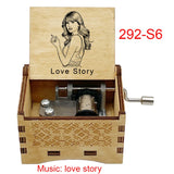 "Love Story" Hand-Crank Wooden Music Box - Taylor Swift Inspired Fan Souvenir - Laser-Engraved Portrait & Classic Lyric Motif - Premium Musical Keepsake Gift