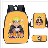 Naruto Tactical Ninja Graphic 3-Piece Backpack Set - Anime Laptop Bookbag with Matching Crossbody Lunch Bag & Pencil Case - 3-in-1 School Set for Students & Anime Fans