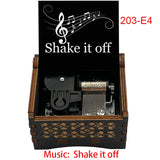 "Shake It Off" Hand-Crank Wooden Music Box - Taylor Swift Inspired Fan Souvenir - Laser-Engraved Pop Icon Silhouette & Lyric - Unique Musical Keepsake Gift
