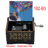 Disney-Pixar "Up" Hand-Crank Wooden Music Box - Married Life Theme Melody - Laser-Engraved Carl & Ellie Keepsake - Heartwarming Anniversary & Adventure Gift