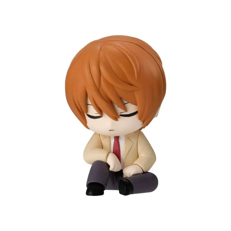 Anime Sleeping Chibi Figure Set - Cute Mini L Lawliet, Light Yagami, Misa Amane & Near Sleeping Statue - Kawaii Desktop PVC Model Toy Collection - Cool Otaku Gift for Bedroom Display