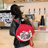 Anime Plush Ita Bag Crossbody Shoulder Bag - Clear Display Window Plushie Purse for Enamel Pins & Keychains Featuring Gaara & Sasuke - Aesthetic Ita Bag for Conventions, Cosplay & Anime Fans