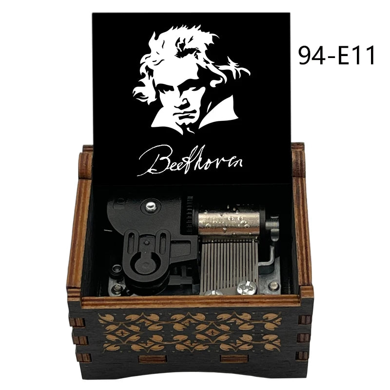 Für Elise Hand-Crank Wooden Music Box - Laser-Engraved Beethoven Classical Theme Replica - Elegant Ballerina Souvenir & Vintage Musical Keepsake Gift