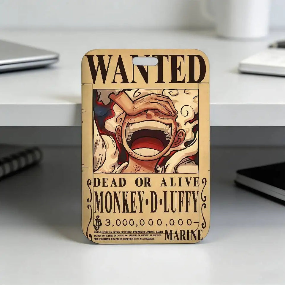 Anime Pirate Wanted Poster Luggage Tag - Vintage Monkey D Luffy Gear 5 Bounty Card - Retro Vinsmoke Sanji & Nico Robin Travel ID Bag Tag - Nostalgic Manga Fan Gift for Backpack, Suitcase & Keychain