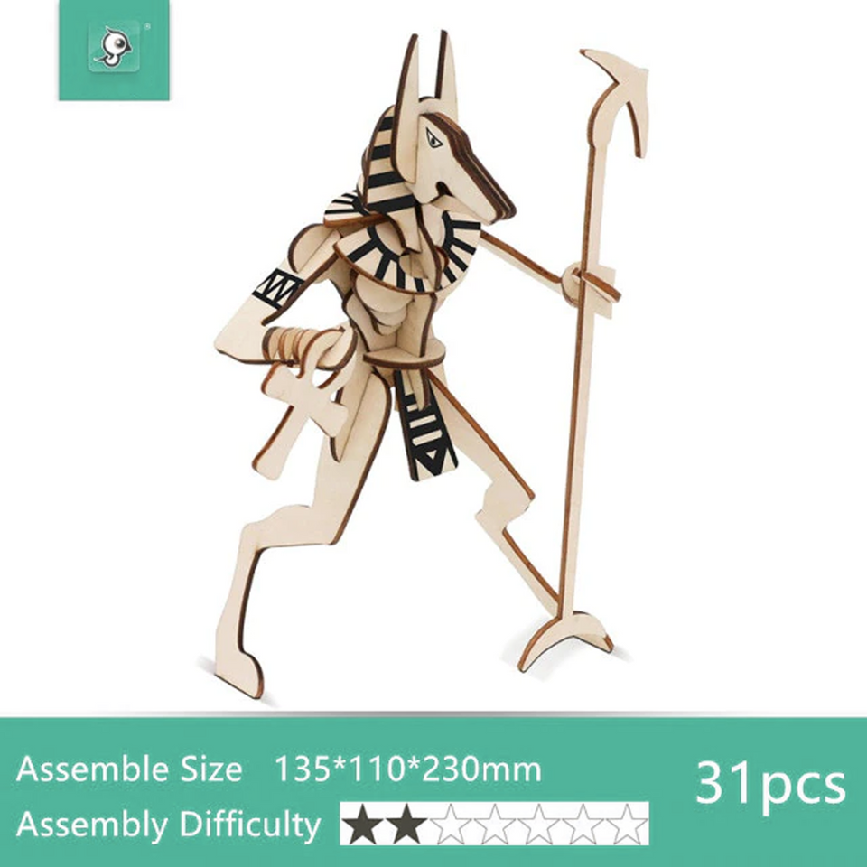DIY Wooden 3D Assembly Puzzle Kit - Build Up Collectible Wooden Figure Toys