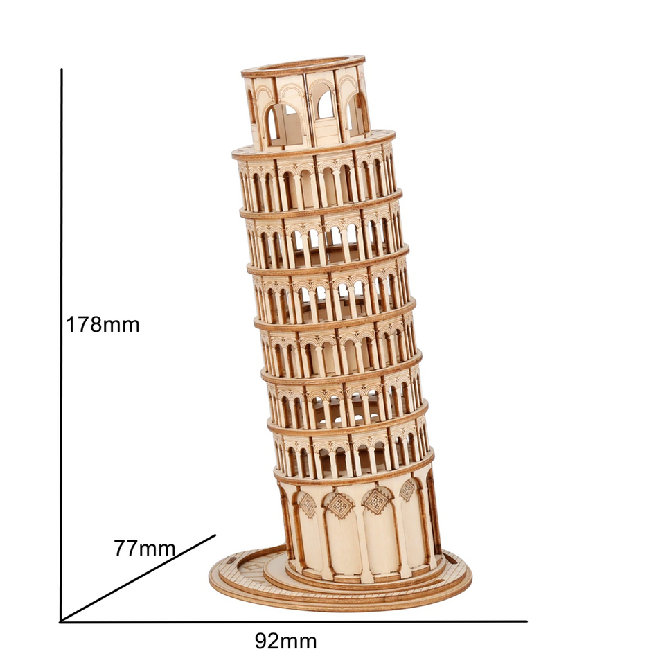 DIY 3D Leaning Tower of Pisa Wooden - 137pcs Puzzle Toy Gift for Children