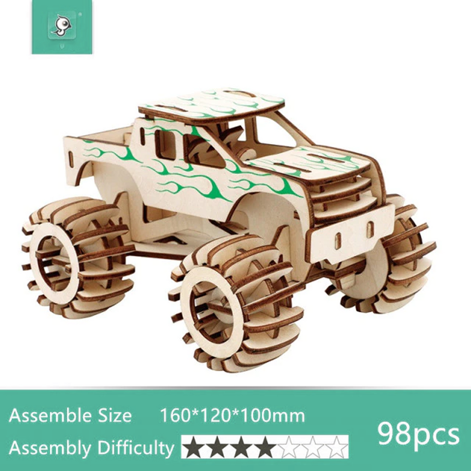 DIY Wooden 3D Assembly Puzzle Kit - Build Up Collectible Wooden Figure Toys