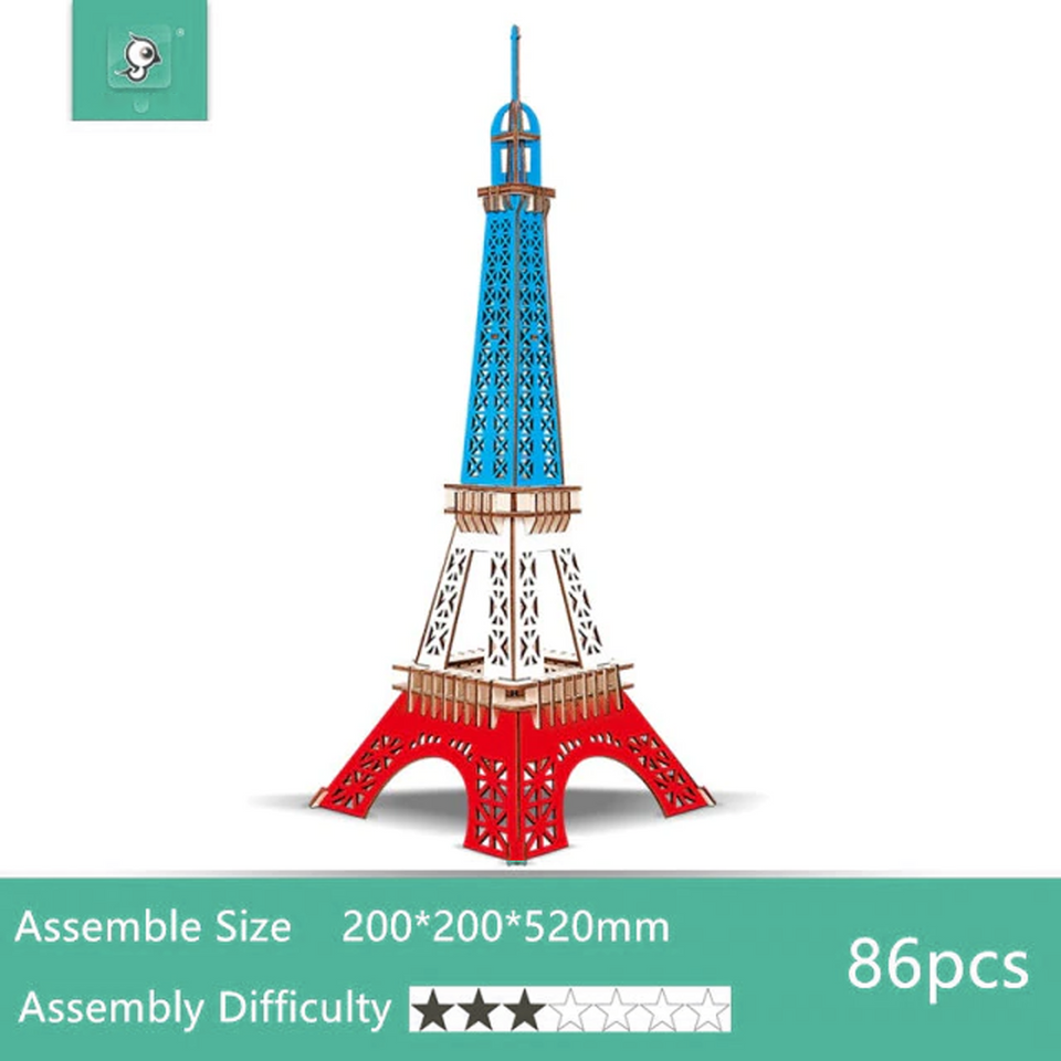 DIY Wooden 3D Assembly Puzzle Kit - Build Up Collectible Wooden Figure Toys