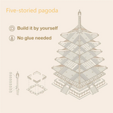 DIY 3D Five-storied Pagoda Wooden Puzzle - 275pcs Game Assembly Toy